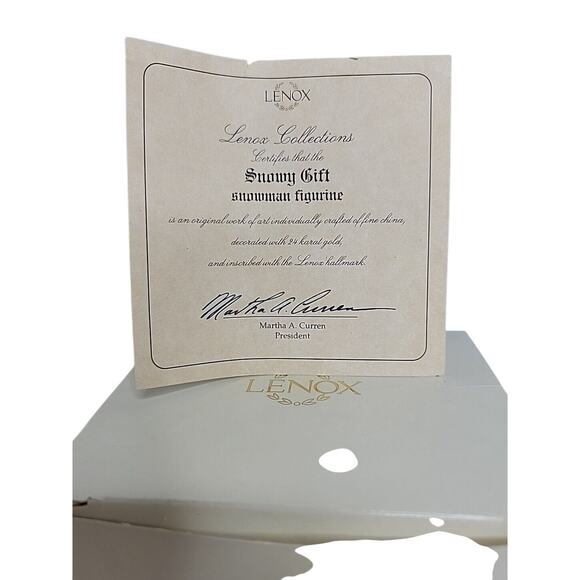 Lenox Snowman Figurine 24k Gold Accents Gift Box & COA Santa Hat Holiday Decor - Picture 6 of 7